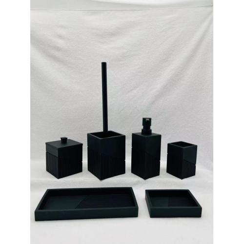 Black square bath set resin bottle