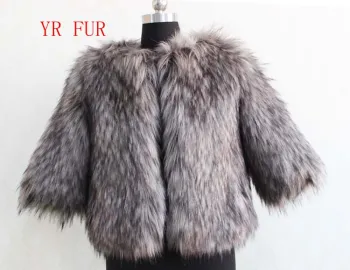 YRC027 Wholesale Warm And Fuzzy Faux Silver Fox Fur Coats For Women Fur Coat