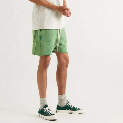 Mens Shorts Custom Logo Towel Shorts Beach Vintage Distressed Acid Washed Shorts