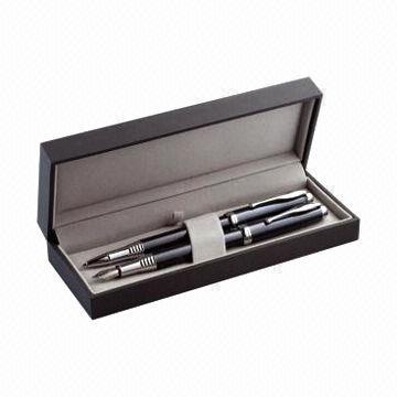 High-quality Pen Box with Fancy Paper, Flocking, Foil Stamping, Customized Designs are Welcome