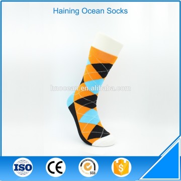 Black and orange and blue argyle sports business man socks