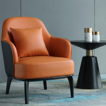 French Orange Modern Leather Soffa