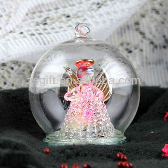 cute handmade christmas glass ball with angel led light inside