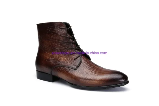 Men′ S Lace-up Leather Business Breathable Boots Shoes