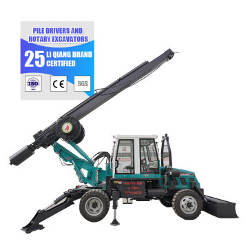 High Power Wheel Excavator with Mini Bore Pile Driver and Auger Drill Rig