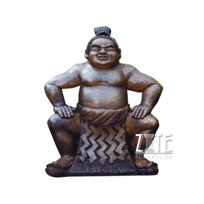 Outdoor antique life size art bronze sumo wrestler statue