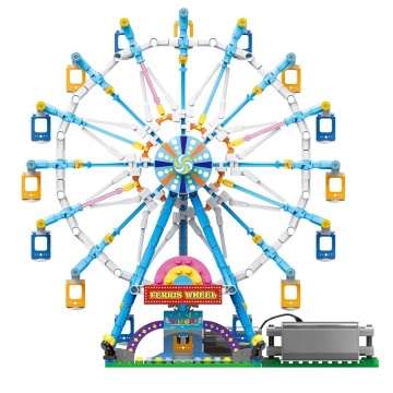 870PCS MOC Rotating Ferris Wheel Building Blocks - Electric Powered Bricks with Light