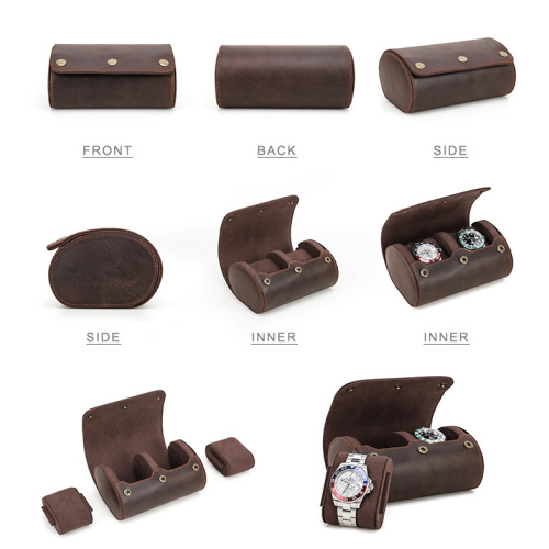 Small Watch Leather Roll Travel Case Storage Box