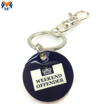 Customized Logo Epoxy Metal Keychains With Glitter