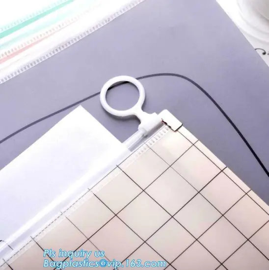 A4 file bag/document bag with handle, office file bag with zipper/document file pockect, EVA Plastic A4 transparent document Sli