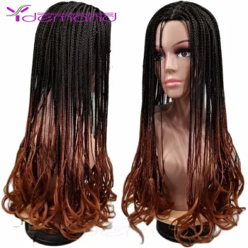 Wholesale 28 Inch Long Box Braid Wavy Wig Braids Hairs African synthetic Braided Wigs For Women & Girls High Quality