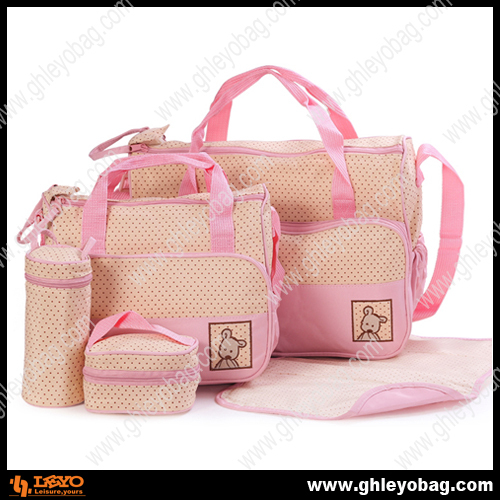 Fancy Cute Travel Mother Baby Diaper Bag with Bottle Bag