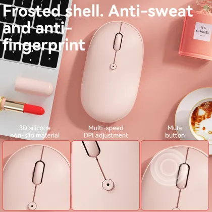 Portable Rechargeable BOW Ergonomic Wireless Bluetooth Mouse for Laptops