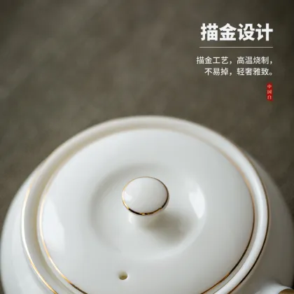 Ceramic Teapot with Filter - White Jade Kung Fu Tea Set
