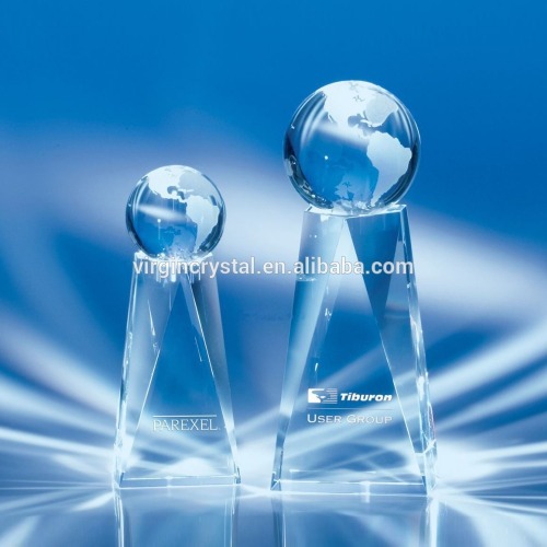 Wholesale Factory Price Clear And Blank Crystal Globe Trophy For Globe Theme Trophy