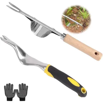2-Pack Stainless Steel & Aluminum Garden Hand Weeder Tool Set: Manual Weeder Puller & Gardening Weeding Tools