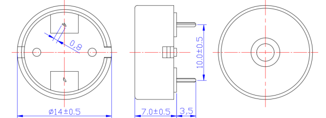 14x7mm Piezoelectric Trasducer Buzzer 5V 4000Hz