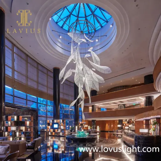 Shopping mall chandelier Custom modern feather-shaped craft chandelier