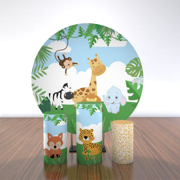 Animal zebra giraffe elephant printed round backdrop