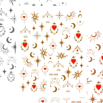 Free Sample Nail Salon Products - Fashion Designer Nail Decals: Rose Gold Sun and Moon 3D Nail Art Stickers for Astrology