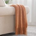 Throw Blanket Textured Solid Soft Decorative Knitted Blanket