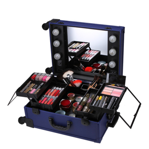 Hot sale Professional PU Makeup Station Case with Lights