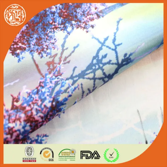 hot selling new fashion cloth fabric digital printed T/C spandex chinese satin brocade satin fabric