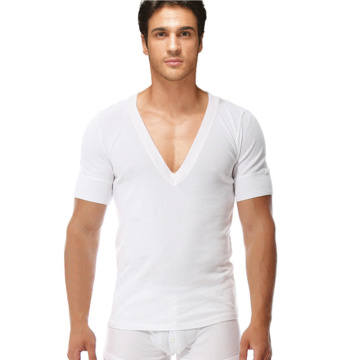 Freeshipping 5 Size Comfortable Men Cotton V Neck Short Sleeve Undershirts Superbody Men Fashion T-shirt