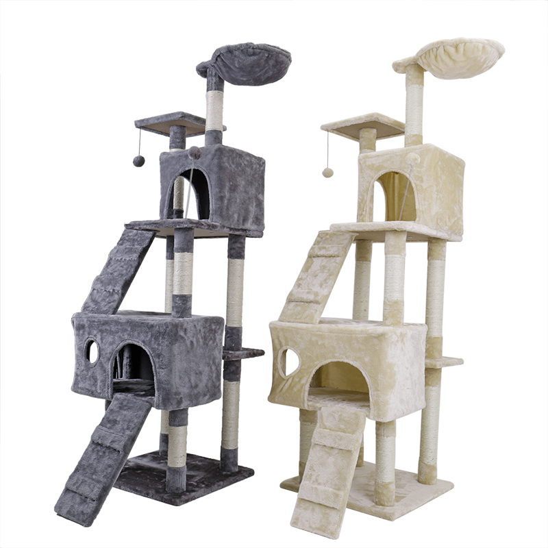 Domestic Delivery Big Cat Tree Tower Condo Furniture Scratch Post Cat Jumping Toy with Ladder for Kittens Pet House Play