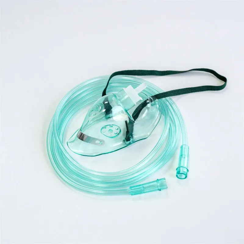 Medical Single Use Green/Transparent PVC Oxygen Facial Mask with 2m Tube