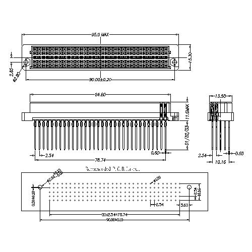 Din41612 Vertical press fit type E female 160P