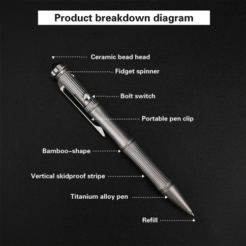 Pen táctico de titanio EDC para defensa propia