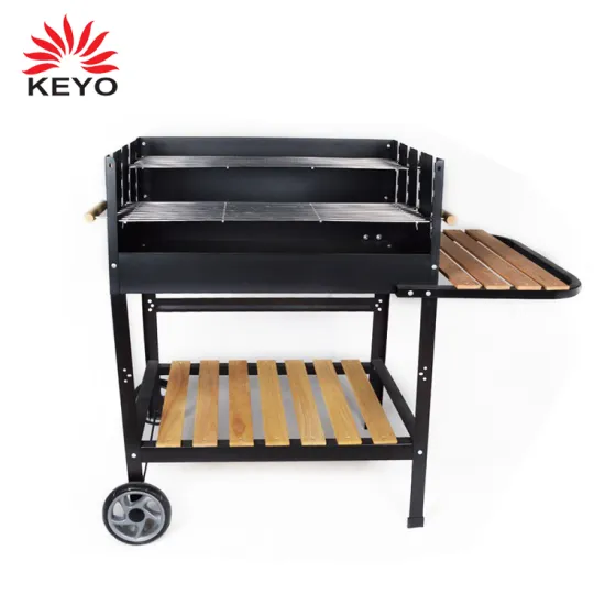 New Arrival Park Bbq Grill Standing Rectangular Charcoal Barbecue Grill With Side Table