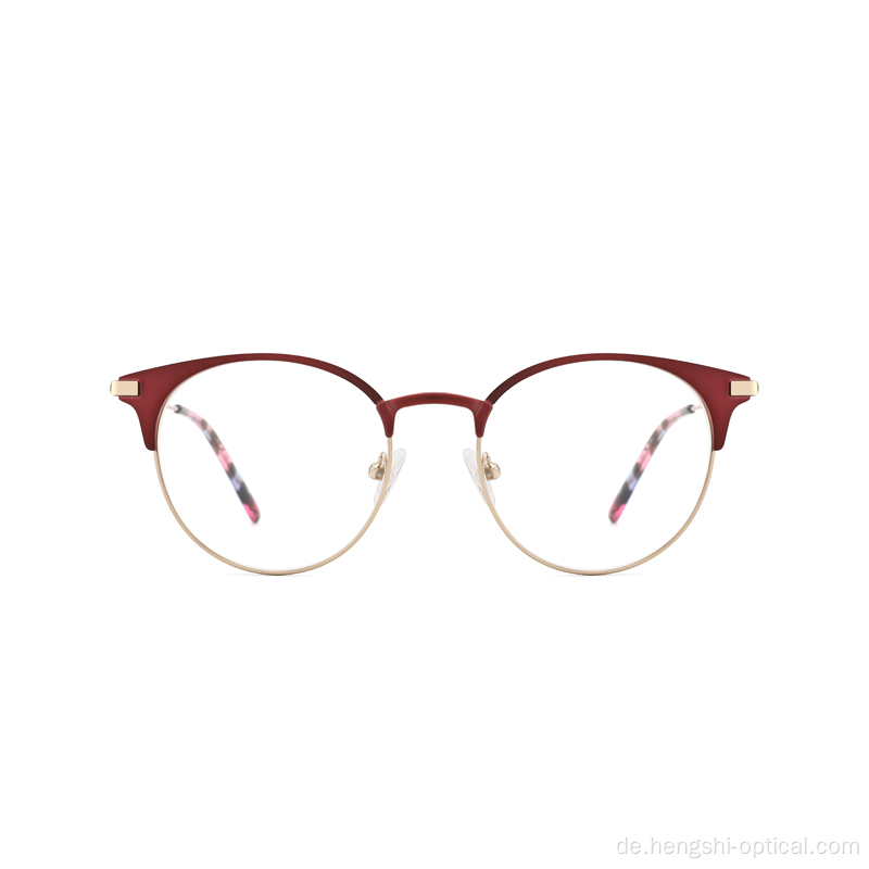 Optischer Rahmen Großhandel Katzenaugen -Eye -Metall -Halbfaugen Brille Brille