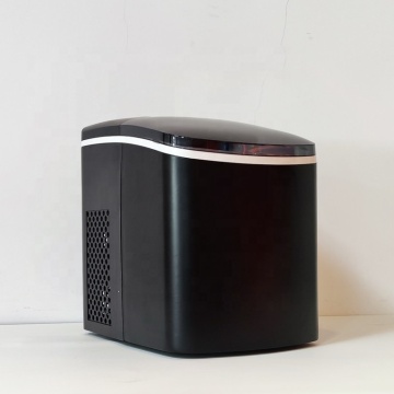 Portable Ice Maker Machine - Automatic Table Top Bar Ice Maker in Matte Black with Transparent Lid