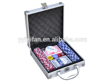high quality 100pcs sliver aluminum case poker chip game set,cheap game set