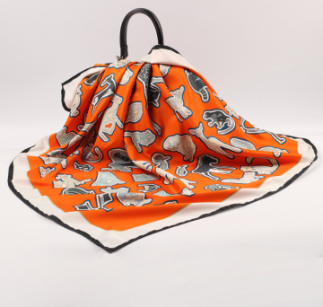 Custom Logo Double Sided Printed Silk-Effect Polyester Scarves