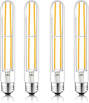 7.3 Inch E26 Dimmable Soft White LED Bulb - 6W T10 Tubular Clear Glass, 60W Equivalent