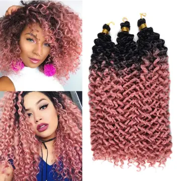 14" Curly  Crochet Hair Water Wave Crochet Hair Curly synthetic braiding hair Marlybob  Ombre Brown Water Wave Crochet Bundl