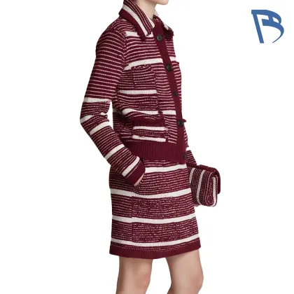 Red Striped Knitted Dress for Women