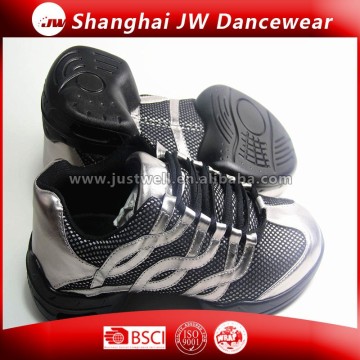 Brilliant Silver Gray Breathable Anti-skid Dance Sneakers With Stripe And Mesh