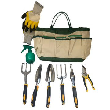 Stainless Steel Ladies Garden Tool Set with Cloth Bag - 9pcs Multi-Function