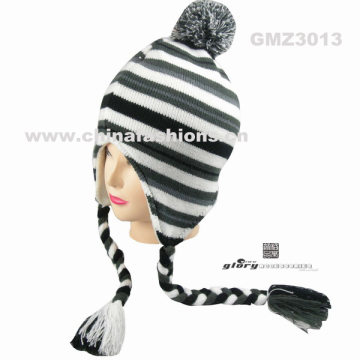 Acrylic knitted stripe hat/Hat factory/Chinese hat