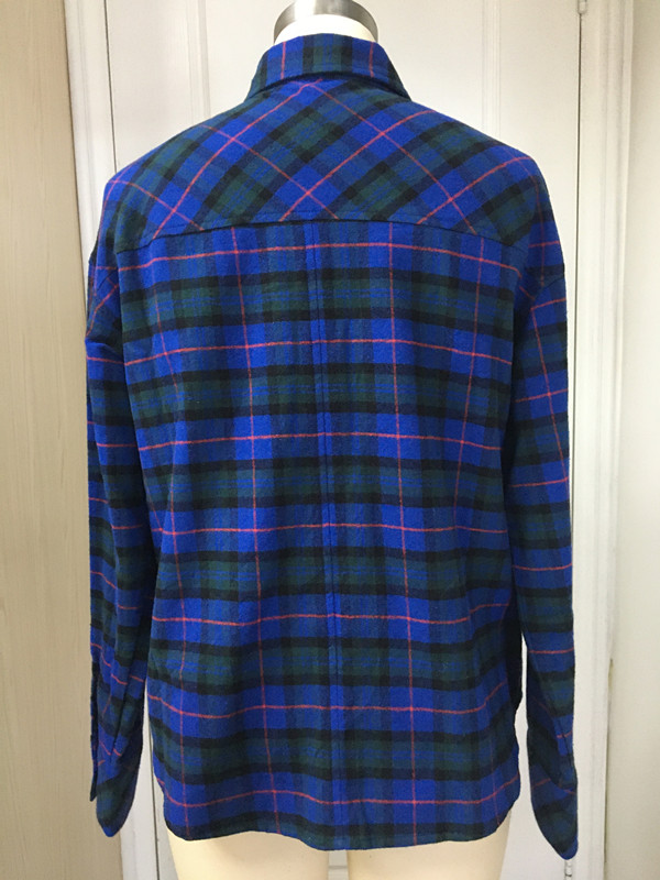 Women's Navy Plaid Long Sleeve Shirt