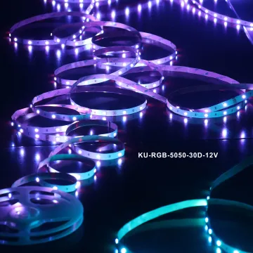 Kingunion 2021 SMD5050 LED Strips 12V 7.2W/M 30LEDs Flexible High Lumens RGB Strip Lights