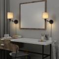 Luminaires muraux du bras swing avec abat-jour brun clair