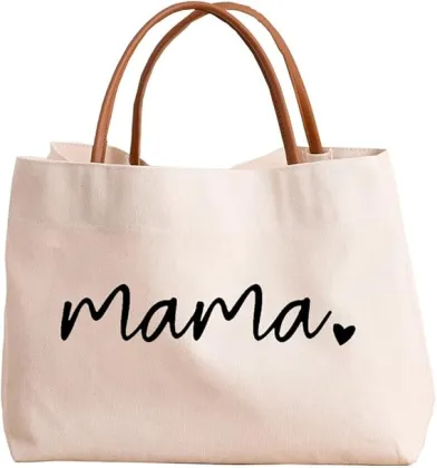 Canvas "Mama" Tote Bag Stylish Versatile Everyday Bag