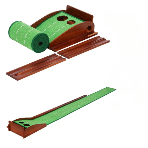 Putting de golf interior de madera maciza de 2 hoyos