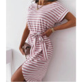 Womens Striped T Shirt Midi Dresses