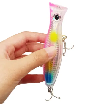 Newbility 12cm 45g 3D Lifelike Eyes Top Water Popper Fishing Lure